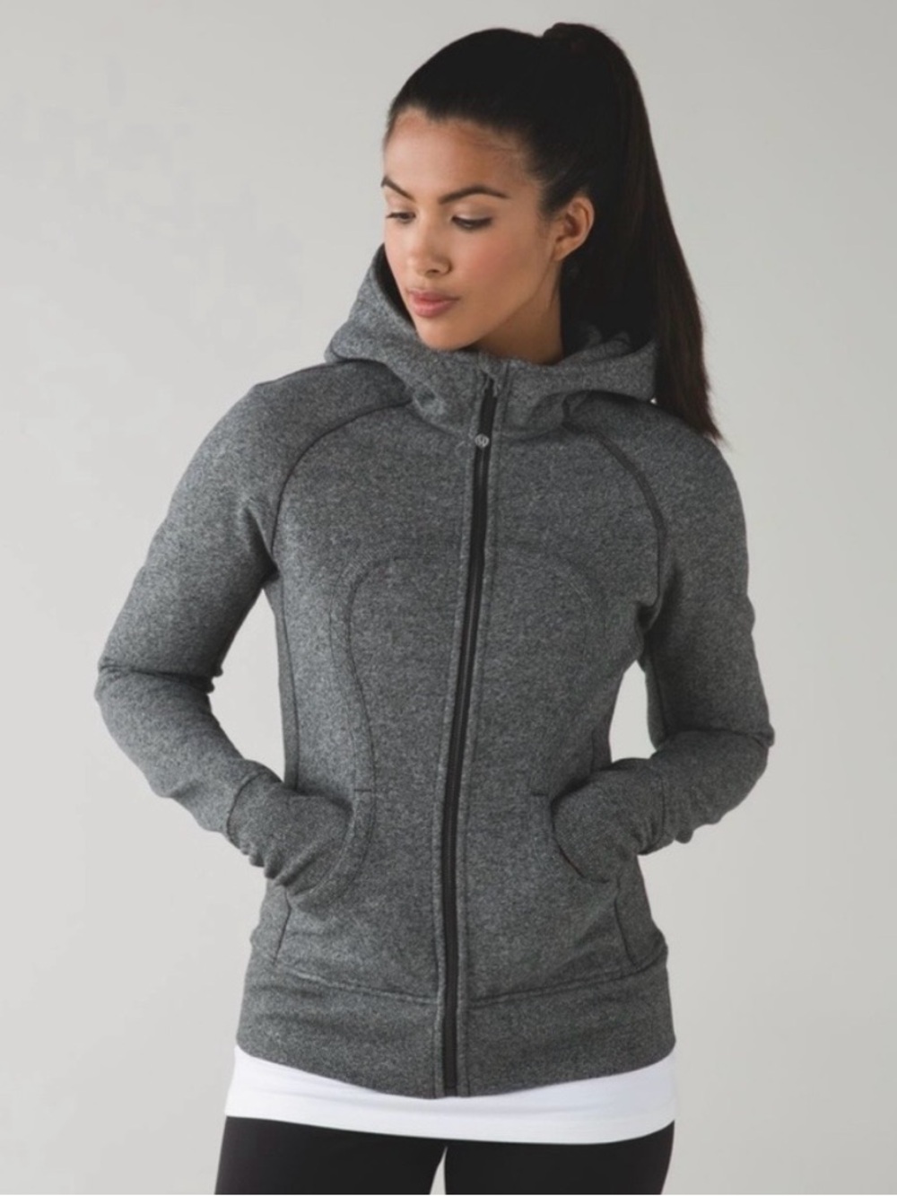 lululemon athletica Heathered Charcoal Full-Zip Scuba Hoodie, size 4